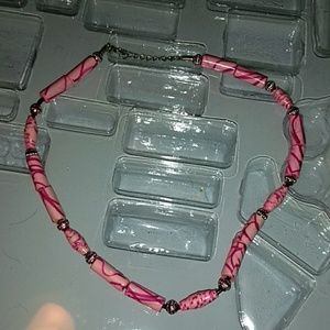 Pink Paper Bead Necklace